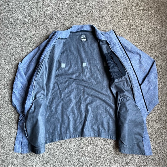 Nike Women’s NSW 3L Chambray Jacket Sz L In Midnight Navy/Reflective Silver - Picture 7 of 13